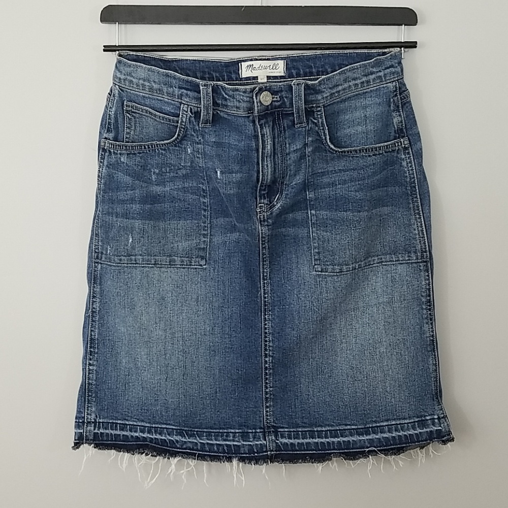 Madewell - Raw Hem Denim Skirt - Picture 2 of 8